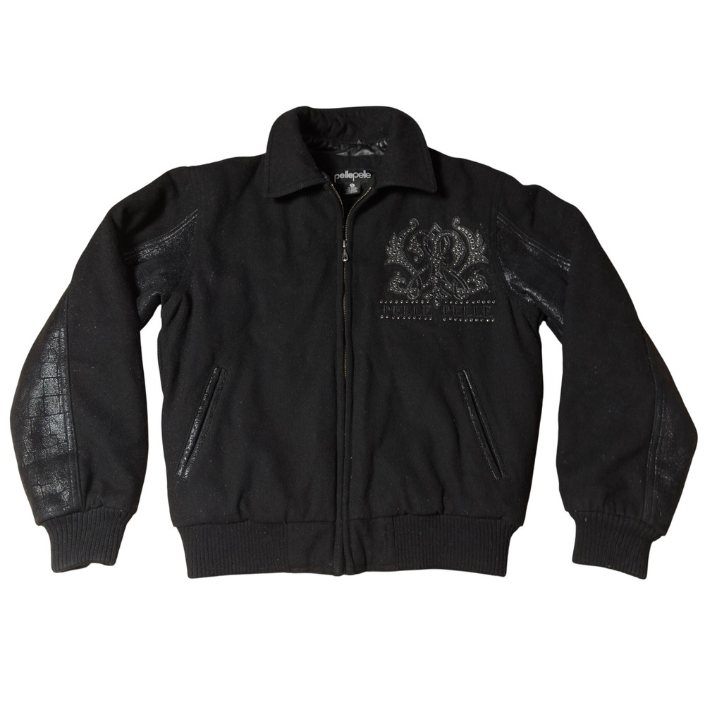 Pelle Pelle Black Studded Crest Bomber Jacket